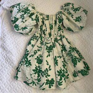 Floral Green and White Mini Dress
